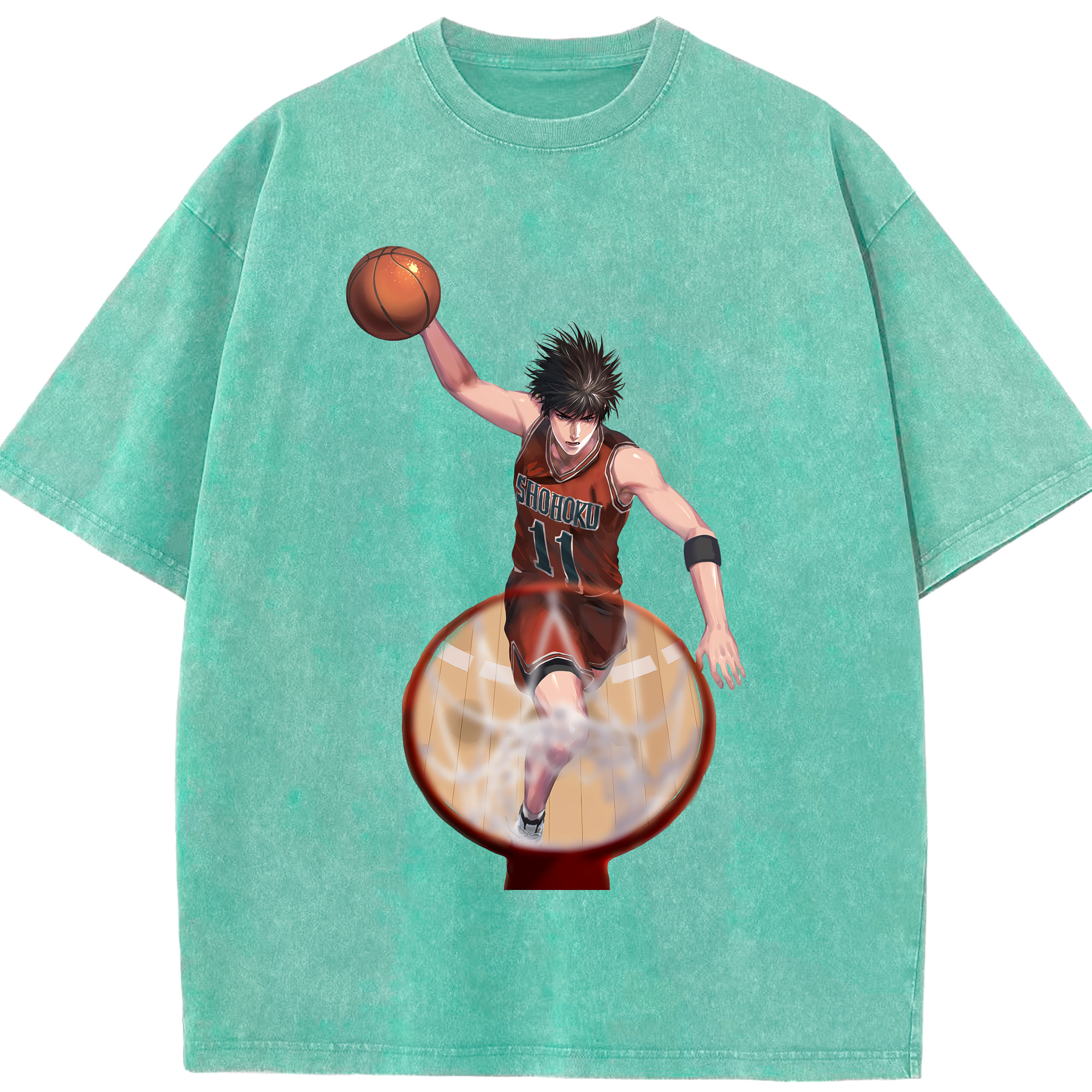 （画像用） SLAM DUNK／スラムダンク 綿100% ヴィンテージ風 半袖Tシャツ（フロントプリント）